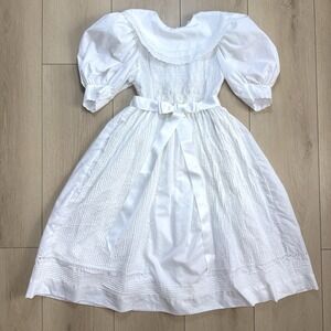 VTG Isabel Garreton Girls 10 White Communion Dress Lace Puff Sleeve Formal Class